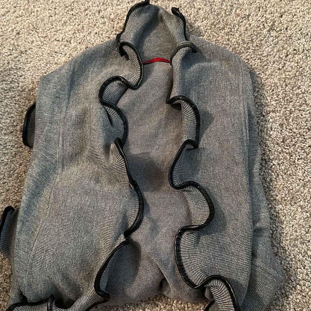 Beautiful Gray/Black trim Cardigan sweater ~ size small